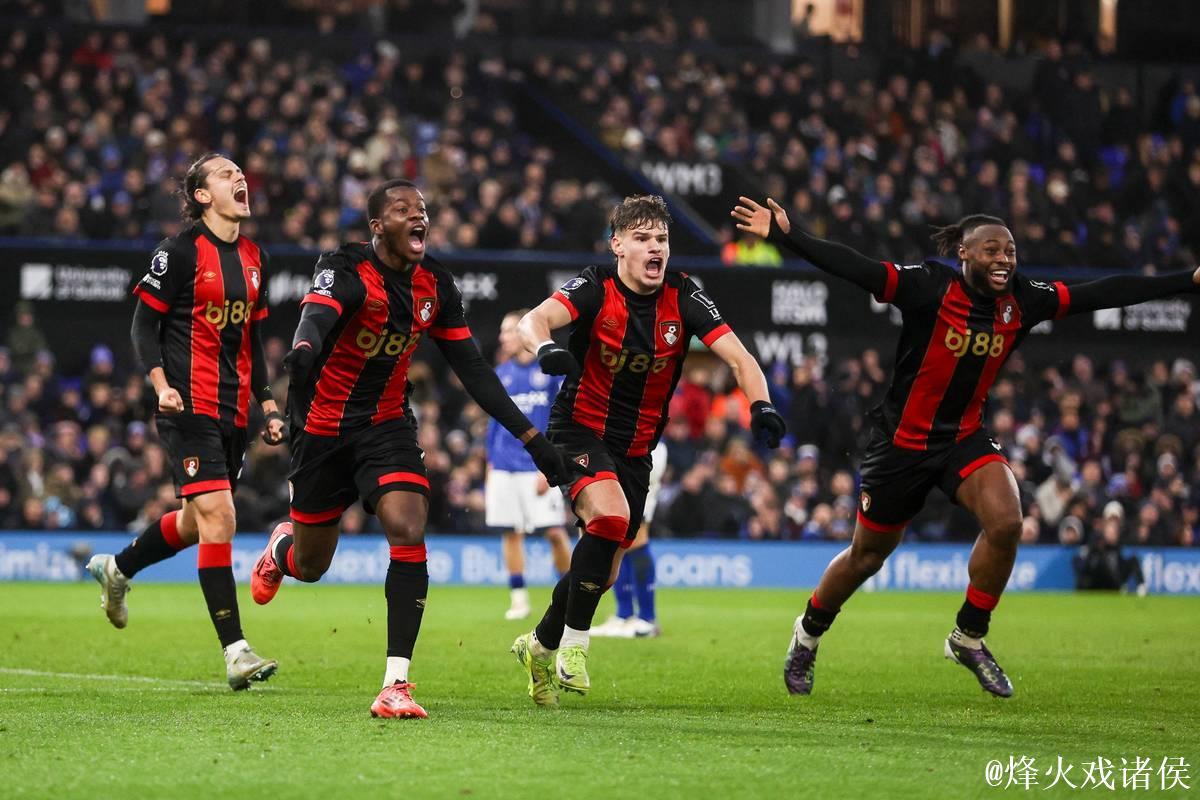 伯恩茅斯连续三年英超客场对阵曼联均轻松斩获至少三球